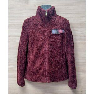 Pendleton Womens Sherpa Fleece Jacket Medium Wool Plaid Pocket